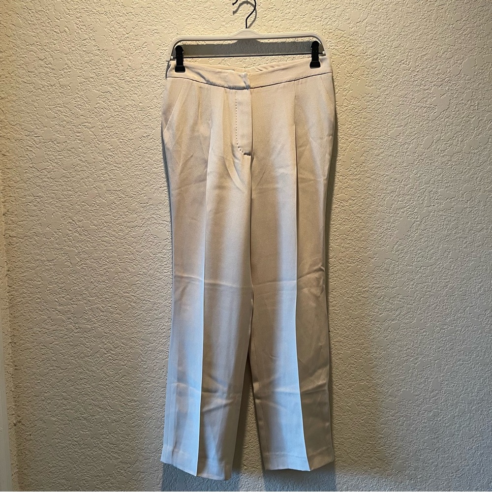 Loro Piana women light tan 100% silk lightweight unlined casual dress pants,
